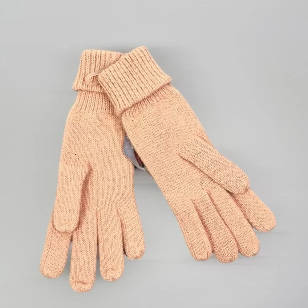 Aris Peach Color Knit Gloves Angora Lambswool Blend One Size Vintage NWT